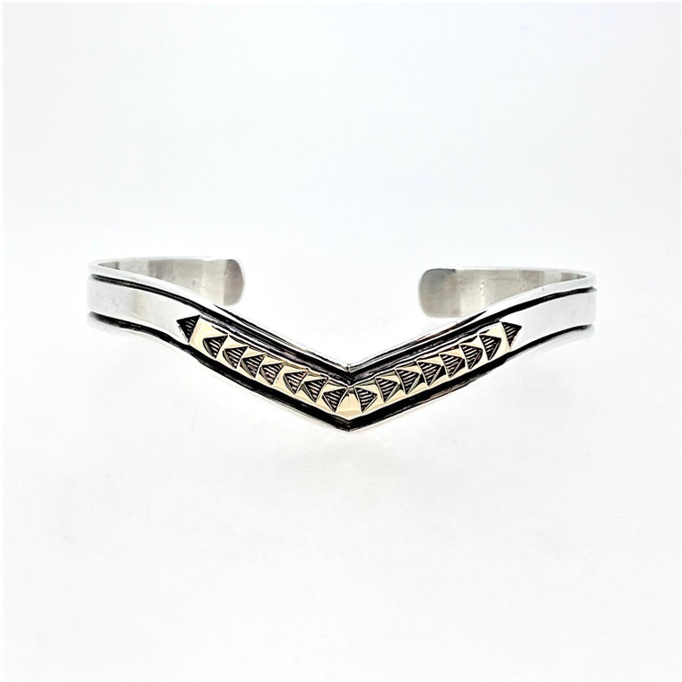 Sterling Silver and 14K Rogers and Tas Navajo Cuff