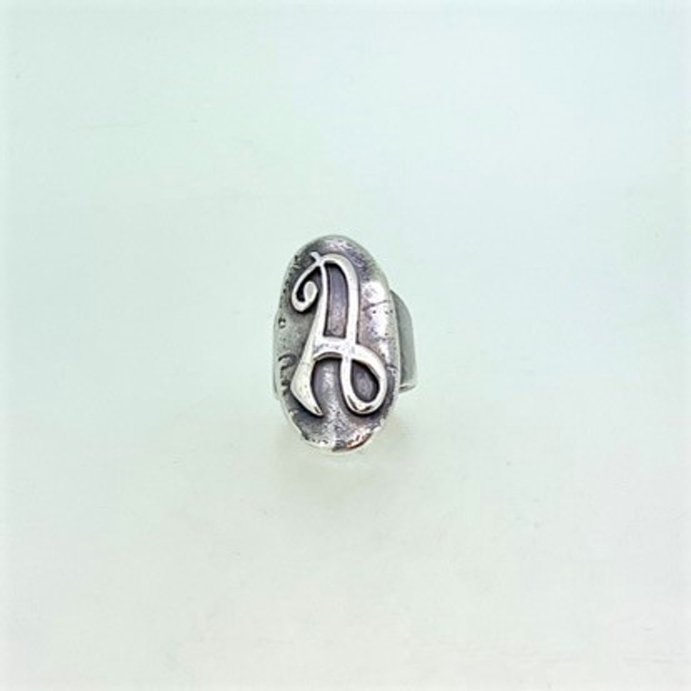 Vintage Unmarked Sterling Silver Initial "A" Ring Size 6