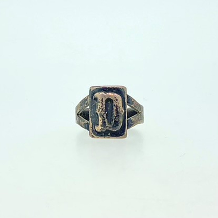 Vintage Unmarked Sterling Silver Initial "D" Ring Size 11