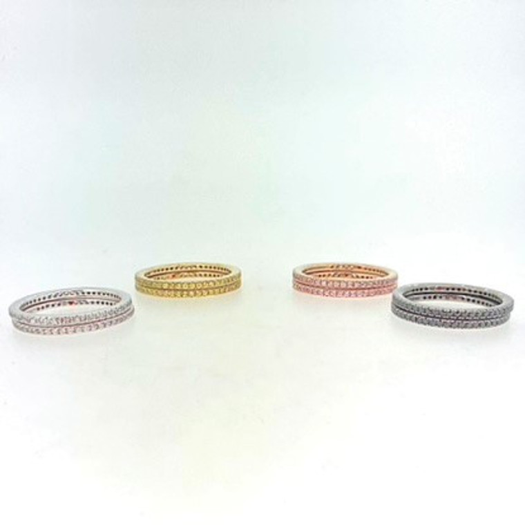 Signed H Sterling Silver CZ Stackable Eternity Ring Set Of 8 Size 8