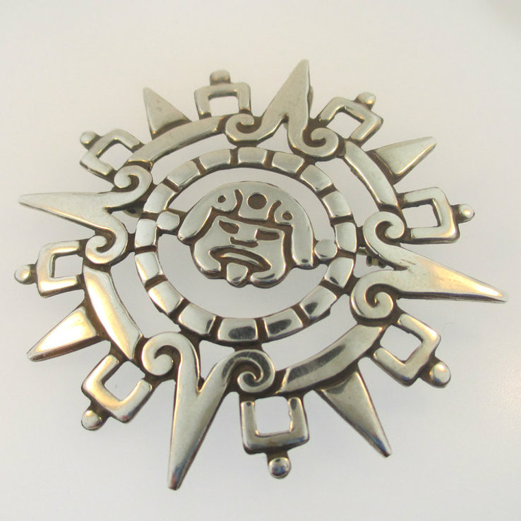 Sterling Silver Aztec Calendar Pendant