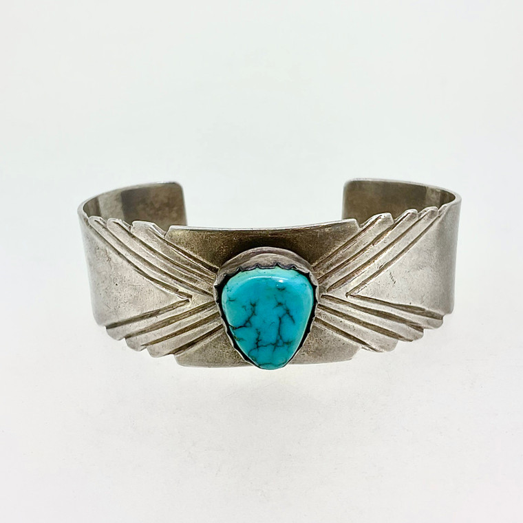 Sterling Silver and Turquoise Accented Cuff Bracelet