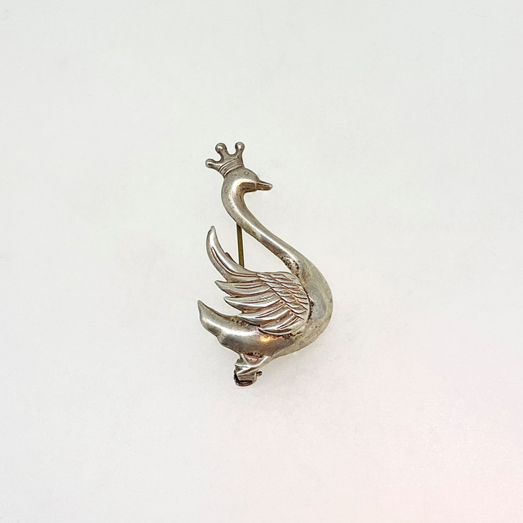 Vintage Lang Sterling Silver Crowned Goose Pin/ Brooch