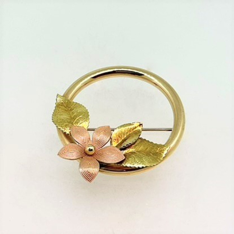 Vintage Gold Filled Flower Brooch Pin- Signed Diana