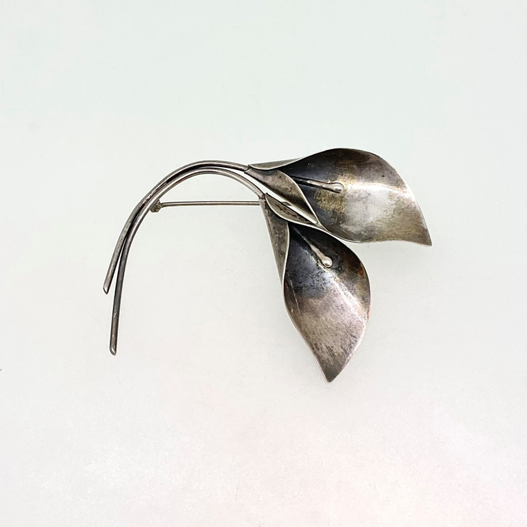 Vintage Stuart Nye Sterling Silver Easter Lily Flower large Brooch pin