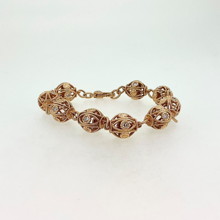 Judith Ripka Sterling CZ Truffle Ball Bead Bracelet 8"