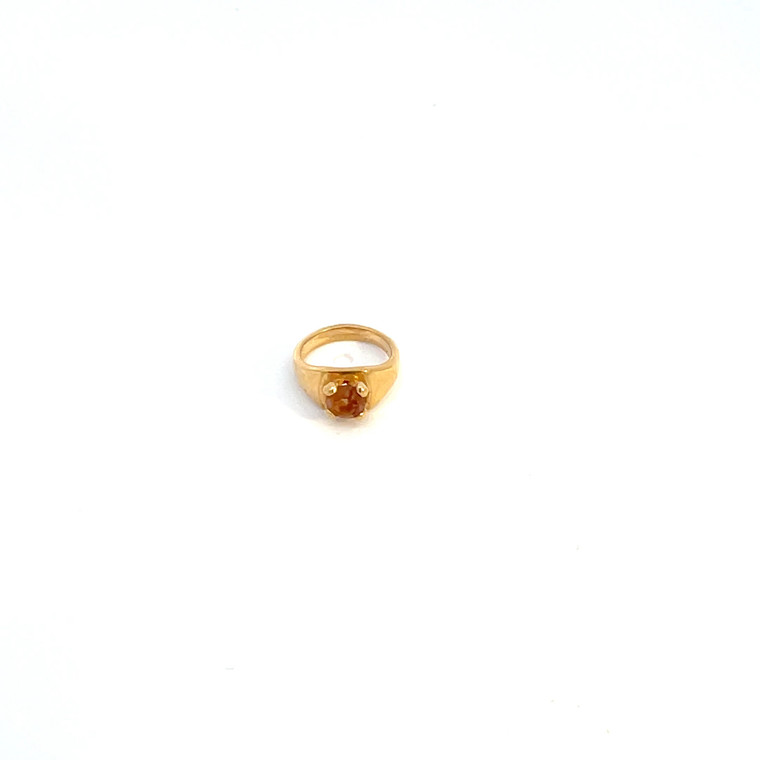 14K Yellow Gold Citrine November Birthstone Charm Ring