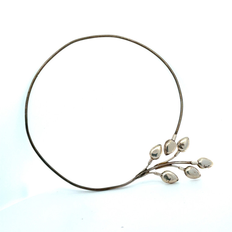 Sterling Silver Leaf Choker Necklace