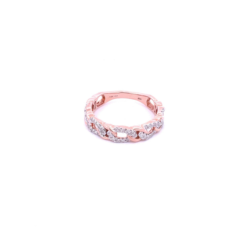 10K Rose Gold with .25 TDW Diamond Chain Ring Size 7