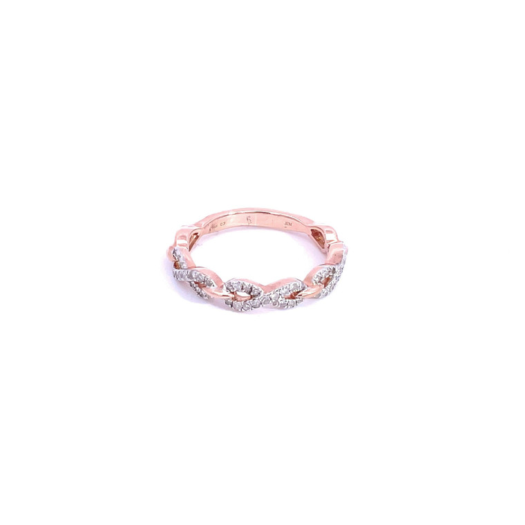 14K Rose Gold with .25 TDW Diamond Infinity Link Band Ring Size 7