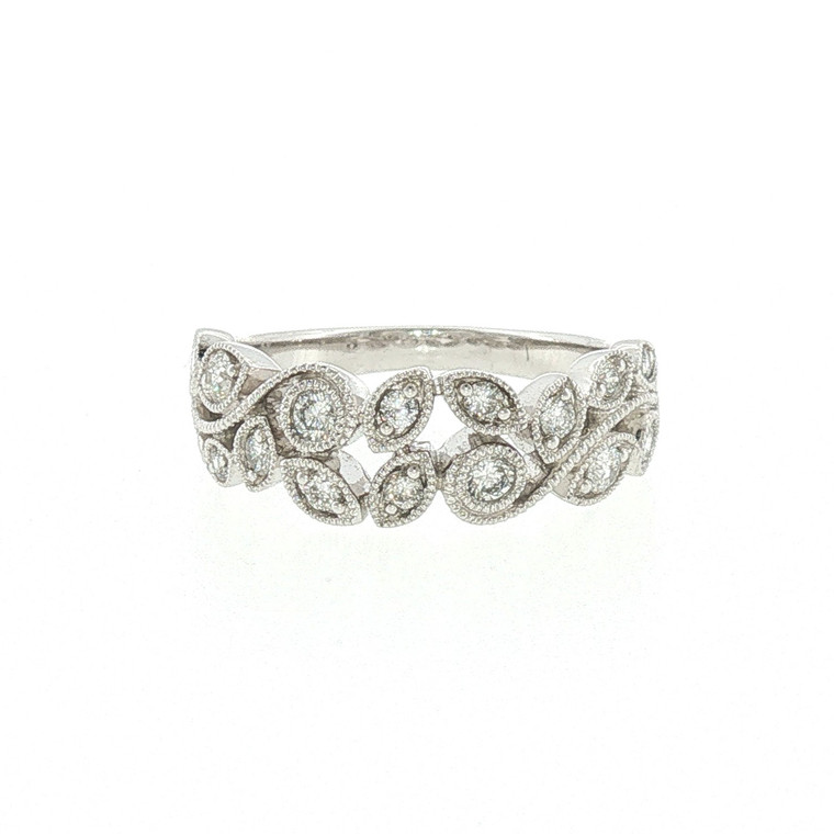 14K White Gold with .50 TDW Diamond Floral/Vine Ring Size 7