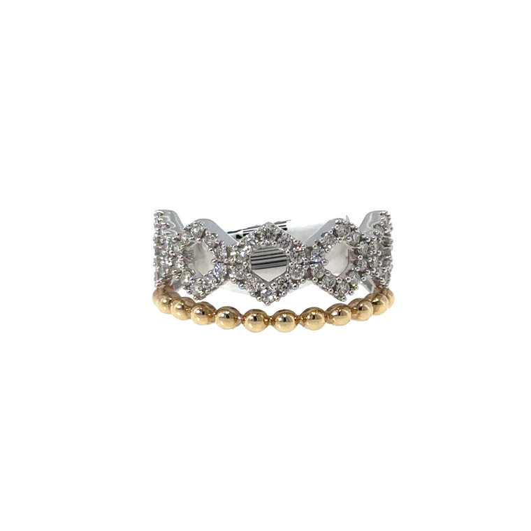 14K White and Yellow Gold with .50 TDW Diamond Stacked Fashion Ring Size 6.75