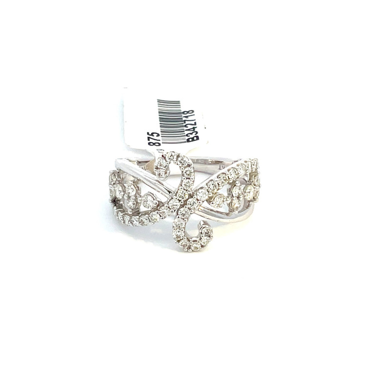 14K White Gold with .75 TDW Diamond Cocktail Ring Size 5 ¾