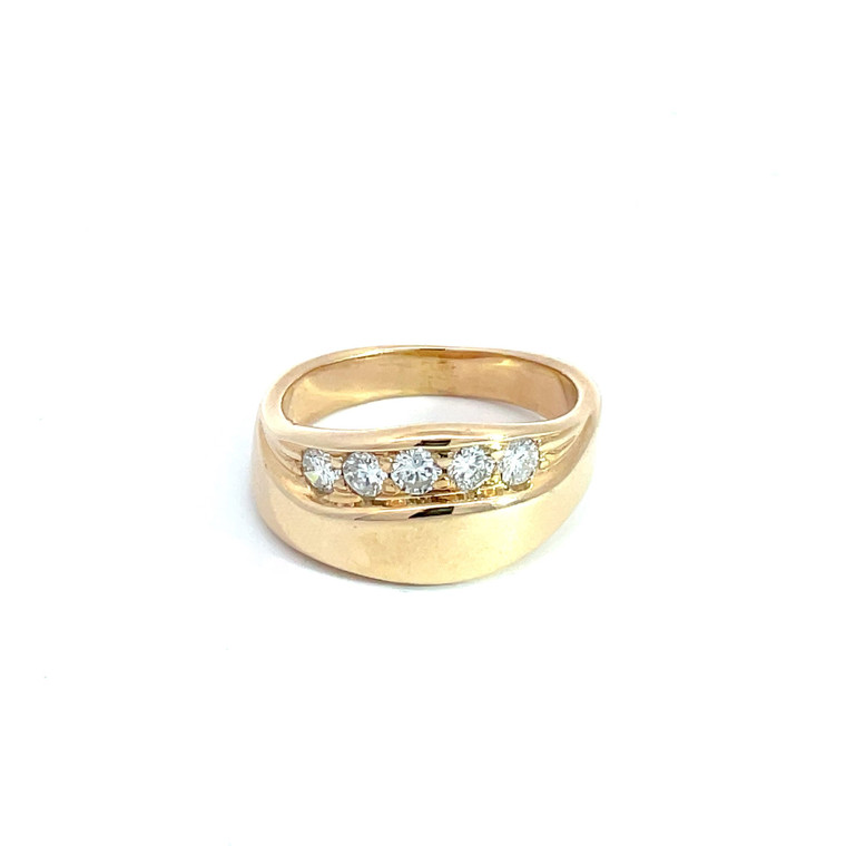 14K Yellow Gold with .50 KT TDW Diamond Band Size 8