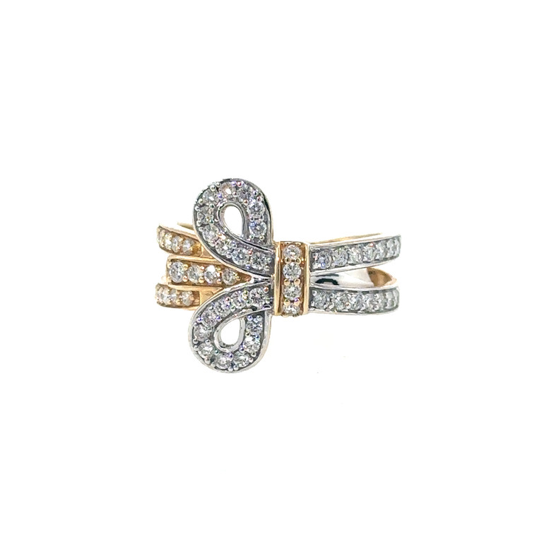 14K Yellow Gold with .50 TDW Diamond Cocktail Tie Ring Size 6