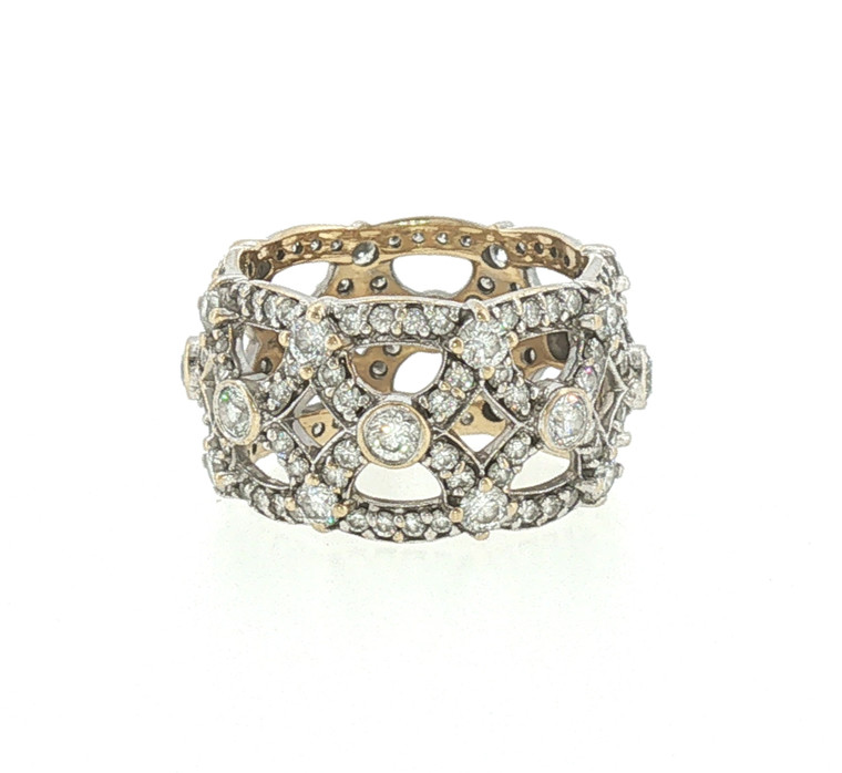 18K White Gold with 3.00 TDW Diamond Woven Band Size 7