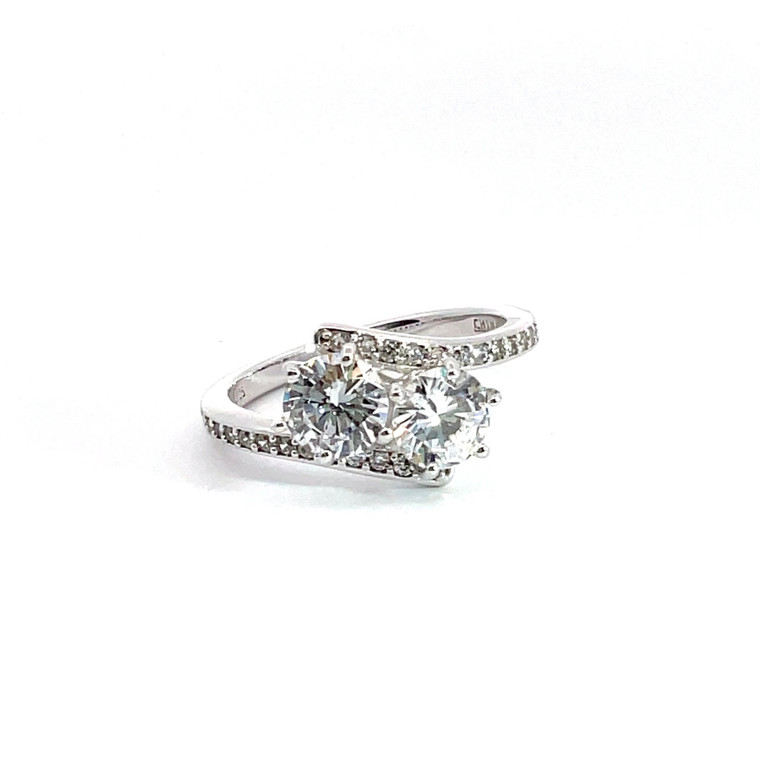 Sterling Silver CZ Double Stone Ring Size 7.5