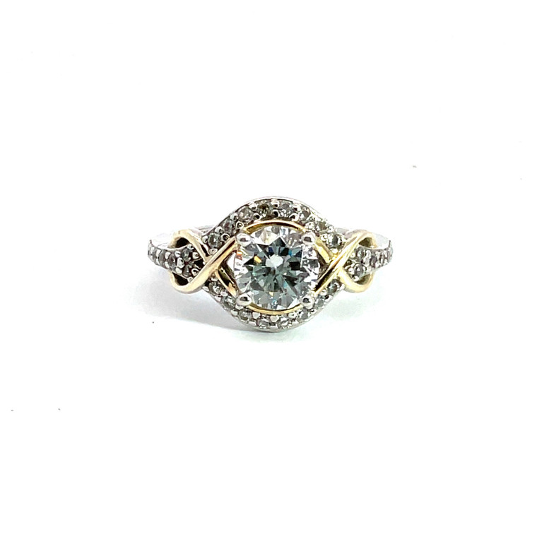 Sterling Silver Gold Overlay CZ Ring Size 7