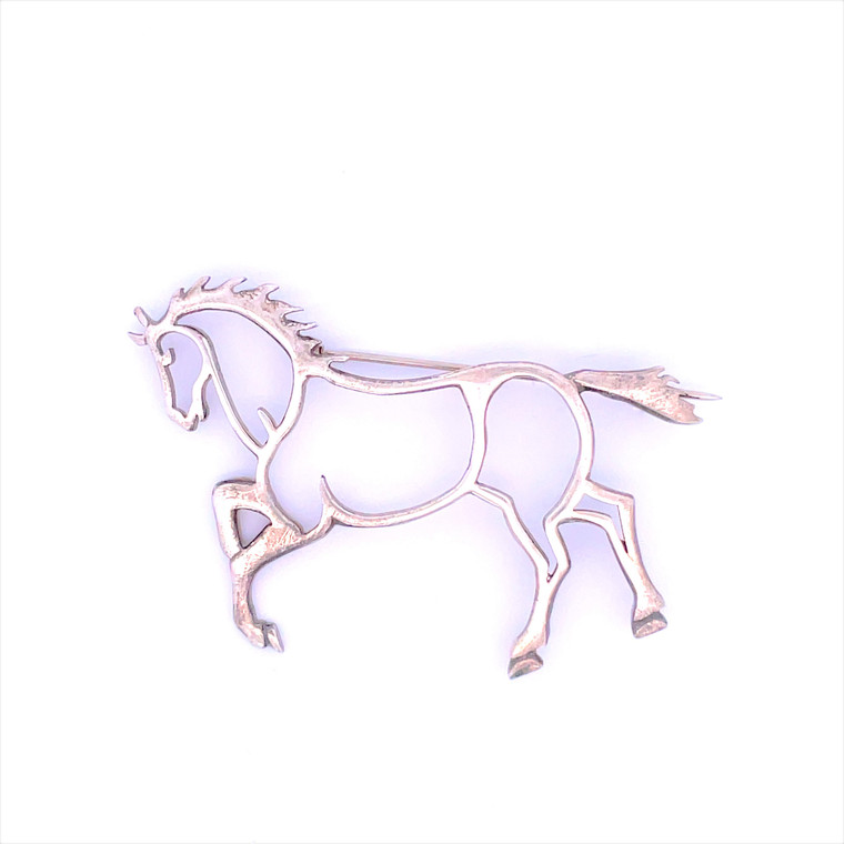 Sterling Silver Large Horse Outline Brooch