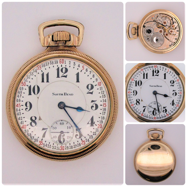 Vintage South Bend Gr. 227 RR 21j 16s 1912 Pocket Watch - Dial Damage (B18399 EH)