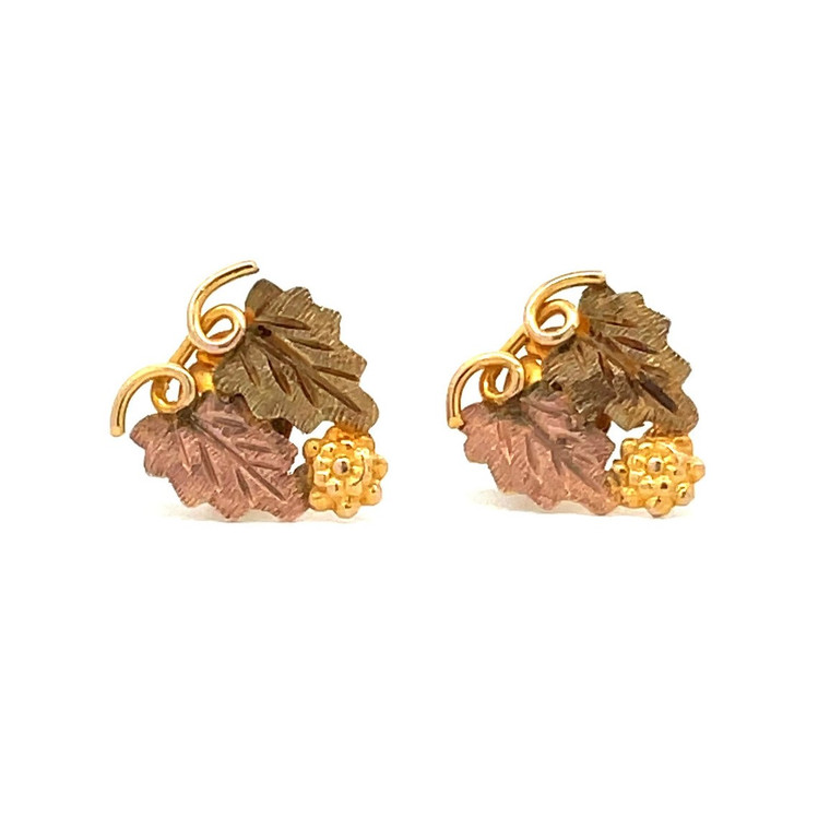 10K Black Hills Gold Landstrom Pink and Gold Stud Earrings