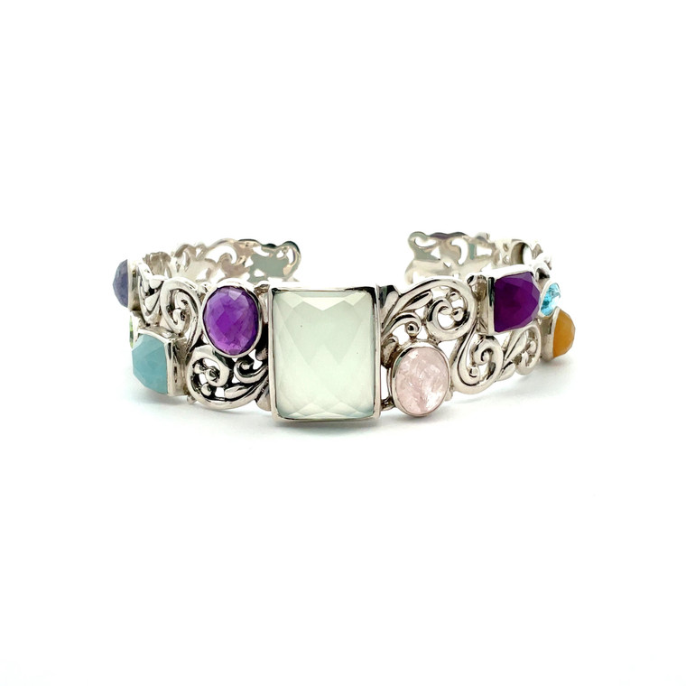 Samuel B. Sterling Silver Multi Stone Cuff Bracelet