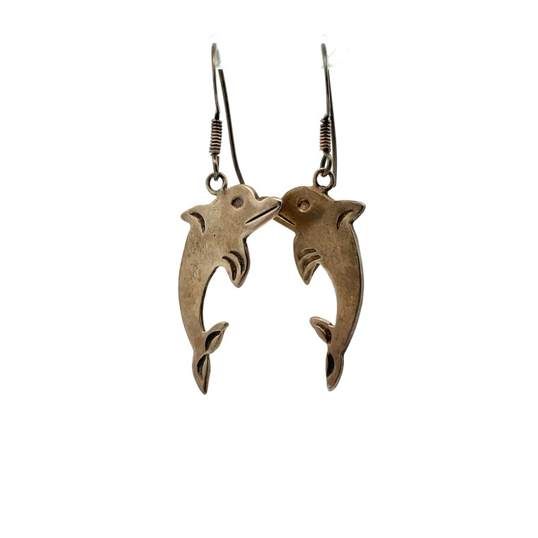 Sterling Silver Dolphin Dangle Earrings