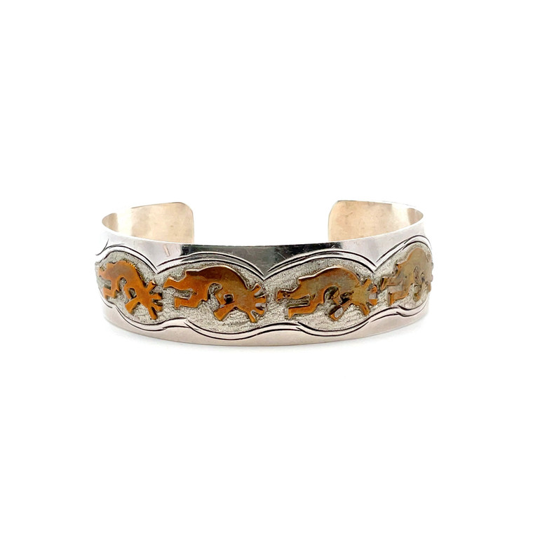 Sterling Silver Kokopelli Design Cuff Bracelet