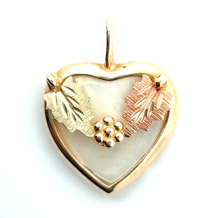 10K Black Hills Gold Mother of Pearl Heart Pendant