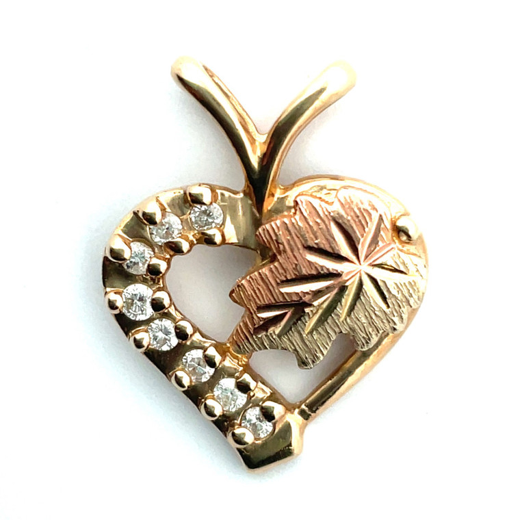 10K Black Hills Gold Diamond Accented Heart Shaped Pendant