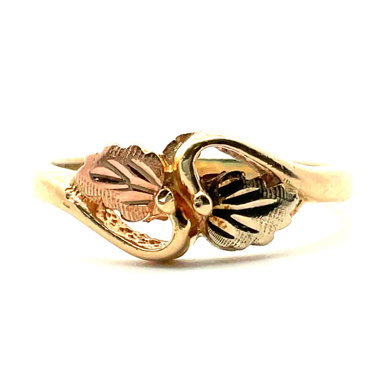 Gold Diggers 10K Black Hills Gold Pink and Gold Leaves Ring Size 4