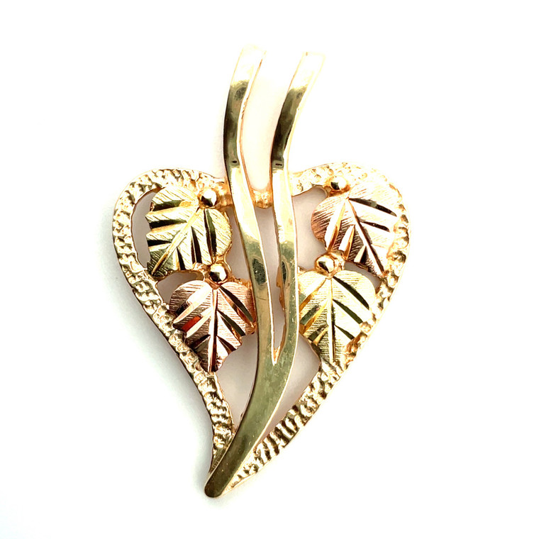 10K Black Hills Gold Coleman Co Leaf Pendant