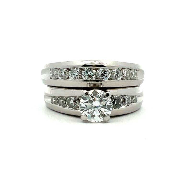 Kobi Platinum GIA Cert 0.79 ct Round Diamond Engagement Wedding Set Sz 5.5