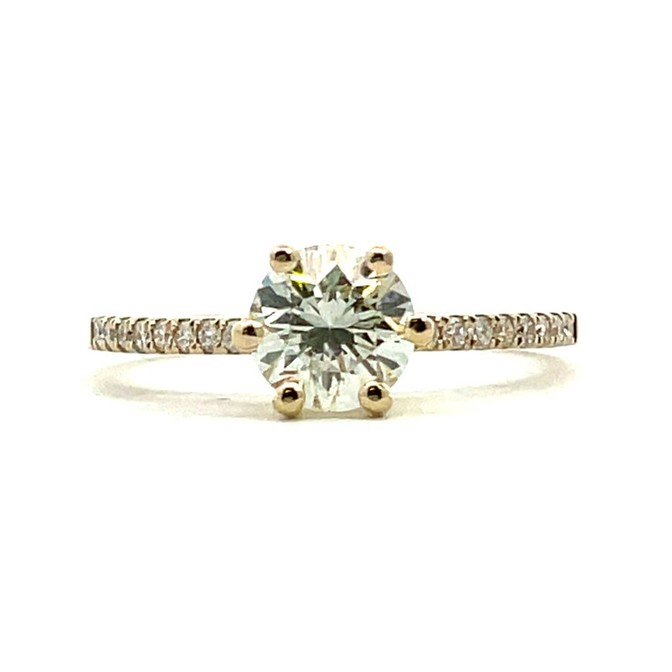 14K Y/G .98ct Round Diamond Hidden Halo Cathedral Setting Engagement Ring Size 6.75