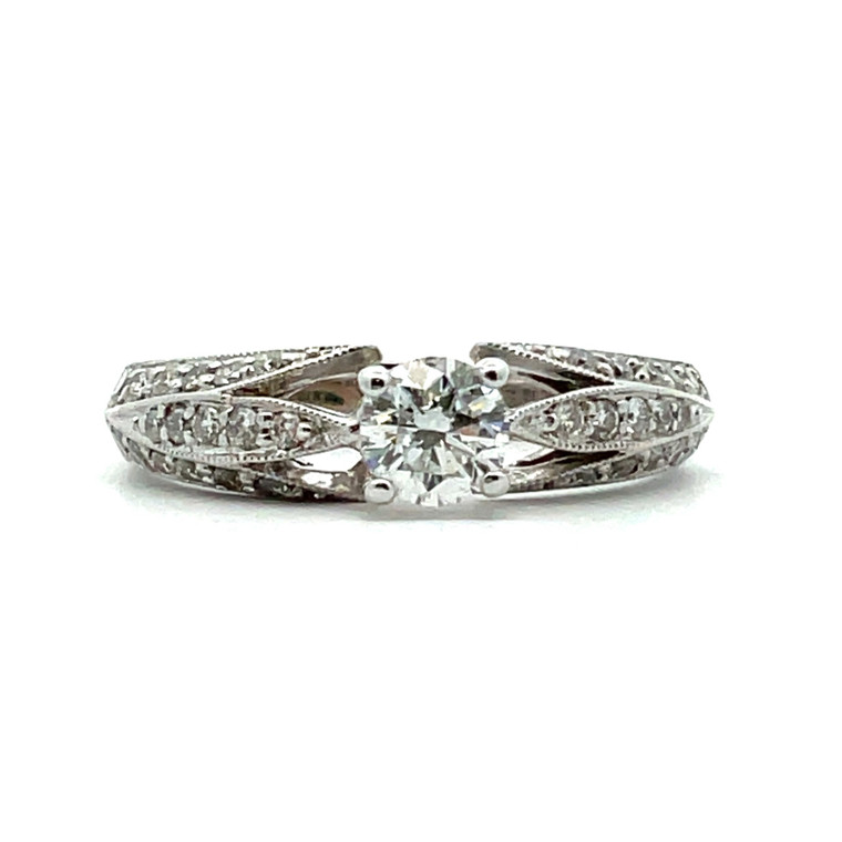 18K White Gold APP .40 Ct Diamond Whimsical Engagement Ring Size 6.5