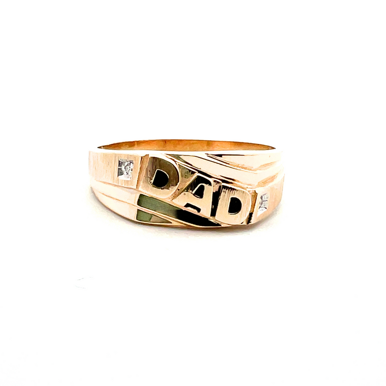 10K Yellow Gold 'Dad' with Diamond Accents Ring Size 13.5
