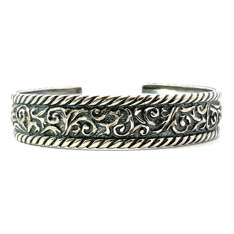 Relios Sterling Silver Engraved Cuff Bracelet