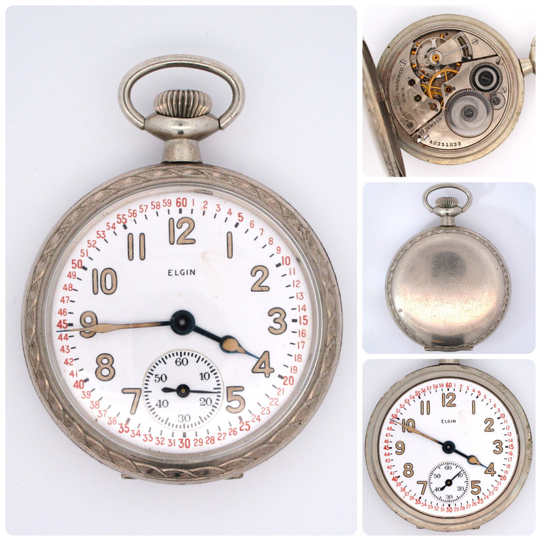 Vintage Elgin 17j 16s Gr. 387 WWII Ordnance Dept. 1944 Pocket Watch (B18416 EH)