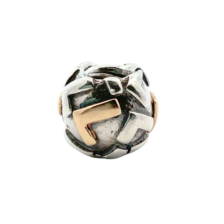 Pandora Sterling Silver and 14K Gold Letter L Charm Bead