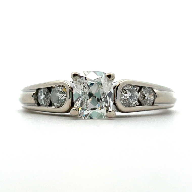 14K W Gold Diamond AP. .75cttw Cushion Cut Engagement Ring Size 7.25