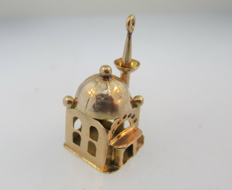 14k Yellow Gold Temple Charm or Pendant 