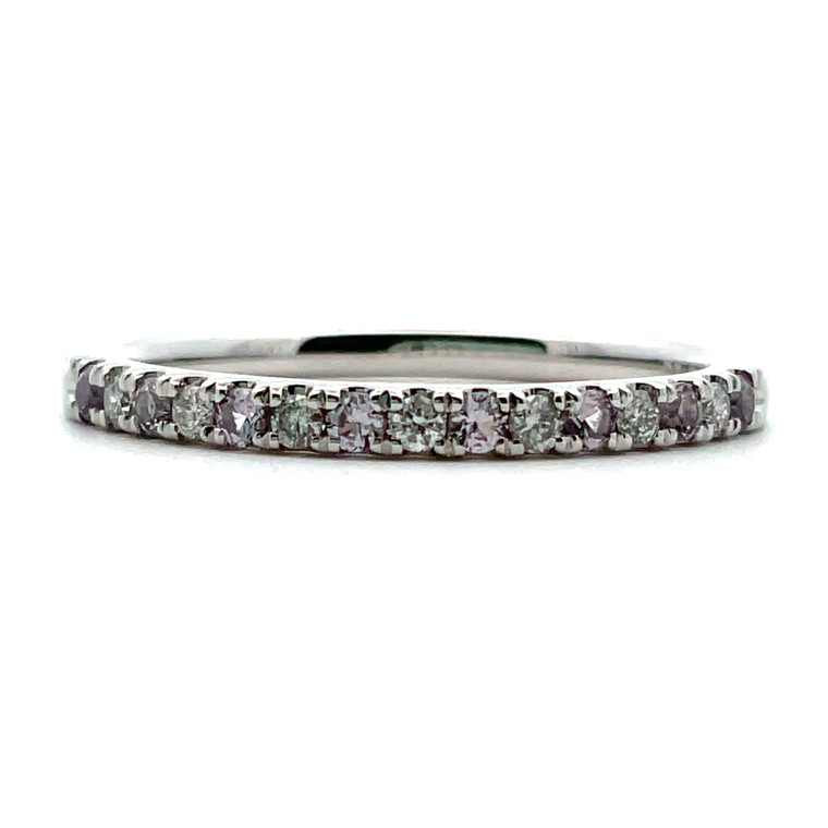 10k White Gold Created Alexandrite & Diamond June Birthstone Stackable Band Ring Size 7