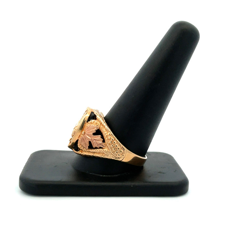 10K Black Hills Gold Horse Horseshoe Black Onyx Ring Size 12.5