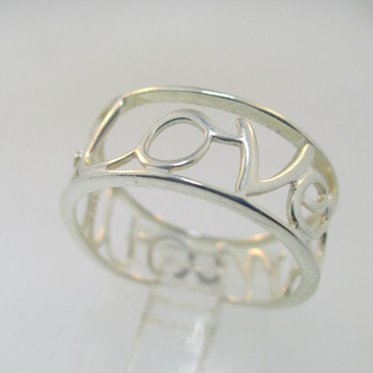 Sterling Silver Love Amour Heart Ring Size 8