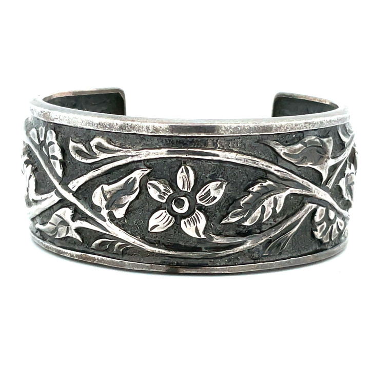 Silpada Vintage Sterling Silver Floral Cuff Bracelet