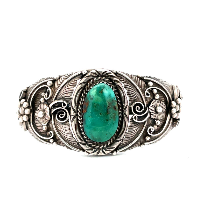 Sterling Silver Navajo Style Turquoise Cuff Bracelet