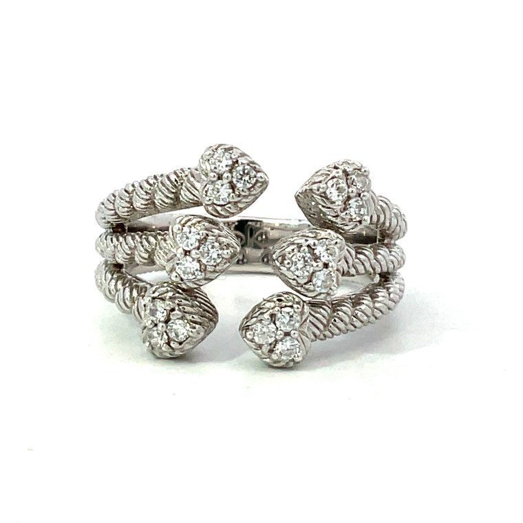 Sterling Silver Judith Ripka Cz Hearts Ring Size 9