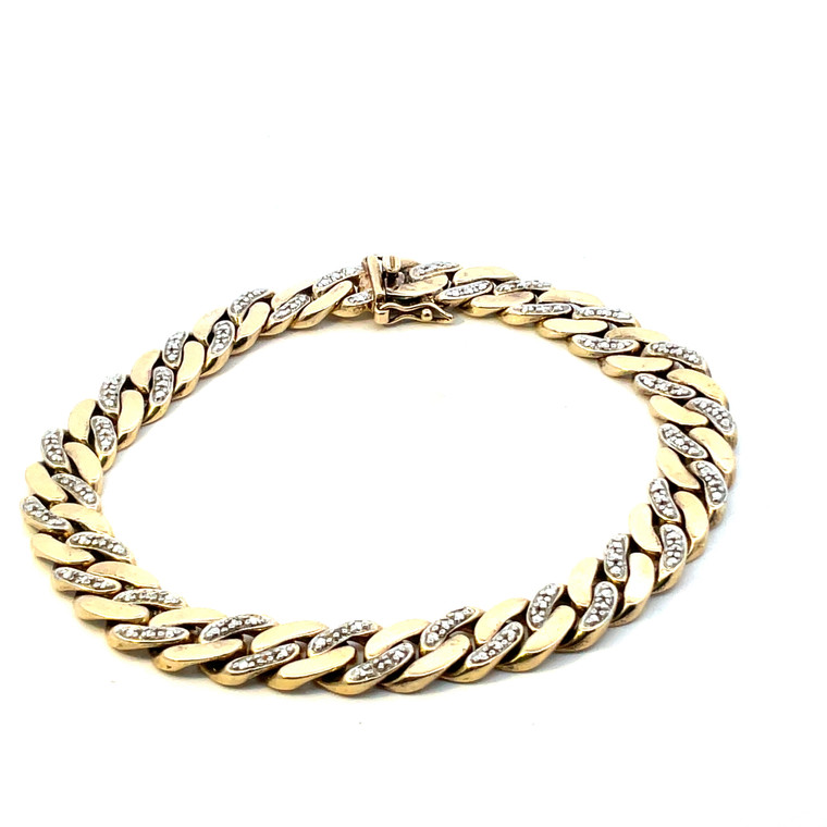 Sterling Silver Men's Vermeil Cuban Link Bracelet 8.5"