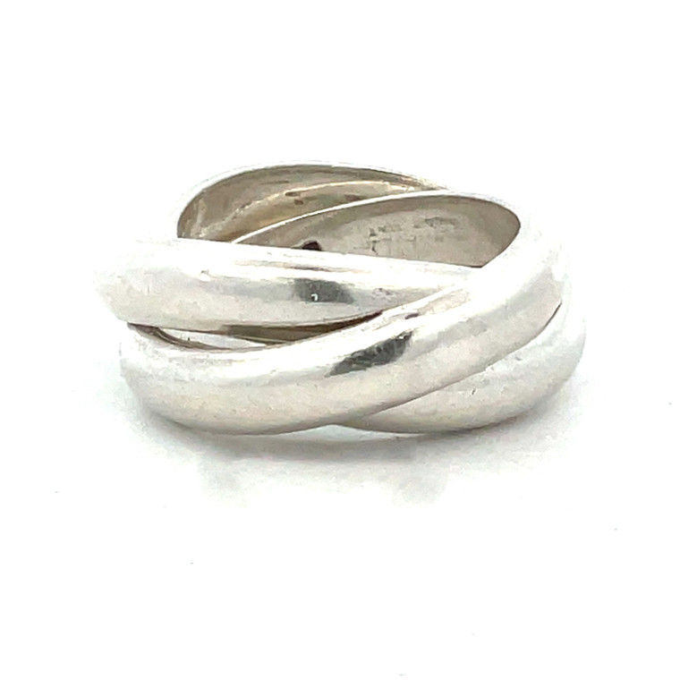 Sterling Silver Russian 3 Band Wedding Ring Size 7.5