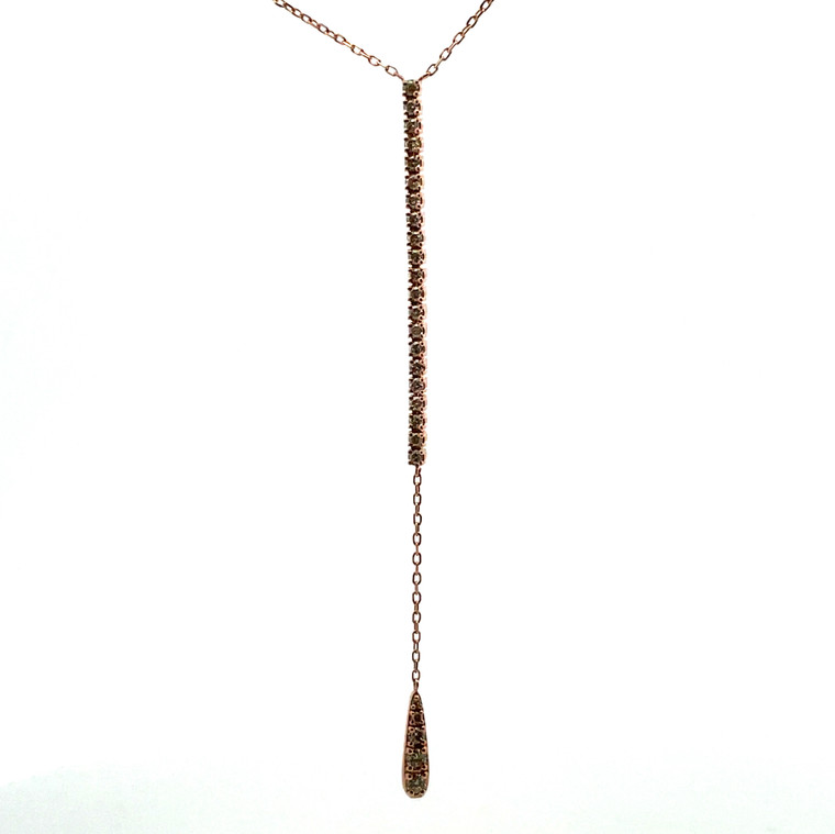 14K Rose Gold 0.33tw Diamond Vertical Bar Necklace 18"
